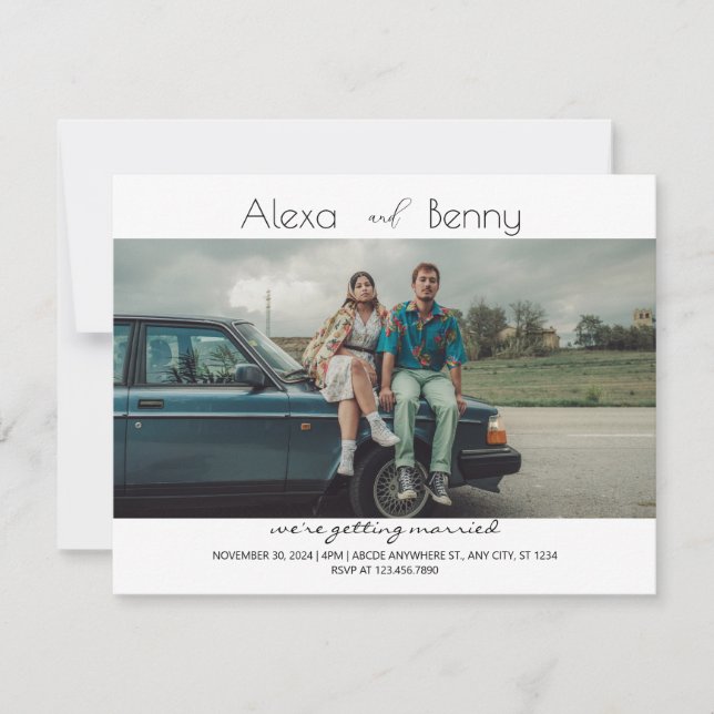 Modern mimalistisk bröllopsinbjudan inbjudningar (Framsida)