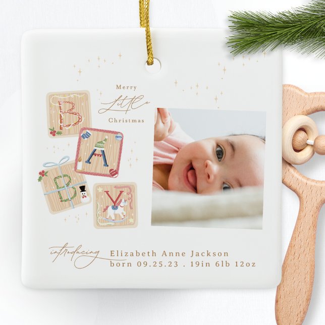 Modern min första God jul-foto-Baby-födelse Julgransprydnad Keramik (Skapare uppladdad)