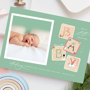 Modern min första God jul-foto-Baby-födelse Julkort