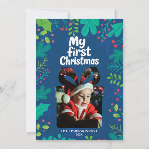 Modern “Min första jul” Baby-fotokort Julkort