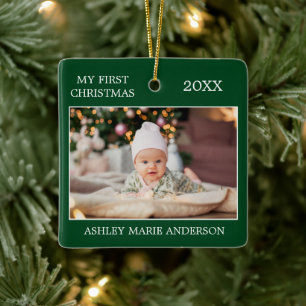 Modern min första julfotopaté Baby Grönt Julgransprydnad Keramik