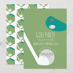 Modern miniatyrgolfbana för födelsedagsfest inbjudningar