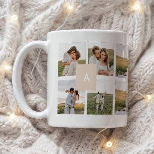 Modern Minimal 10-Foto Collage Par Initialer Kaffemugg
