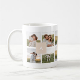Modern Minimal 10-Photo Collage Couple Initials Kaffemugg