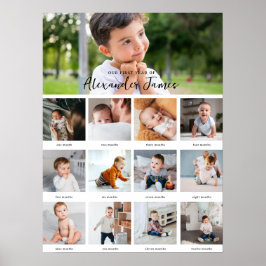 Modern minimal | 1:a året 12 Photo Collage Month Poster