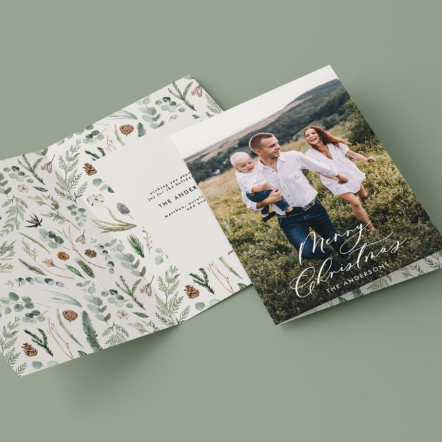 Modern minimal 1-foto jul elegant skrift tack kort (Skapare uppladdad)