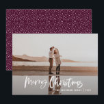 Modern, minimal 1-fotoskript - grönt jul julkort<br><div class="desc">God jul moderna 1-fotojulkort. Modern svartvit,  grönt och vit helgdag. Skripttext med ett modernt kant. Hand målade prick-poka baker. Ändra färg i baksidan om du vill anpassa den.</div>