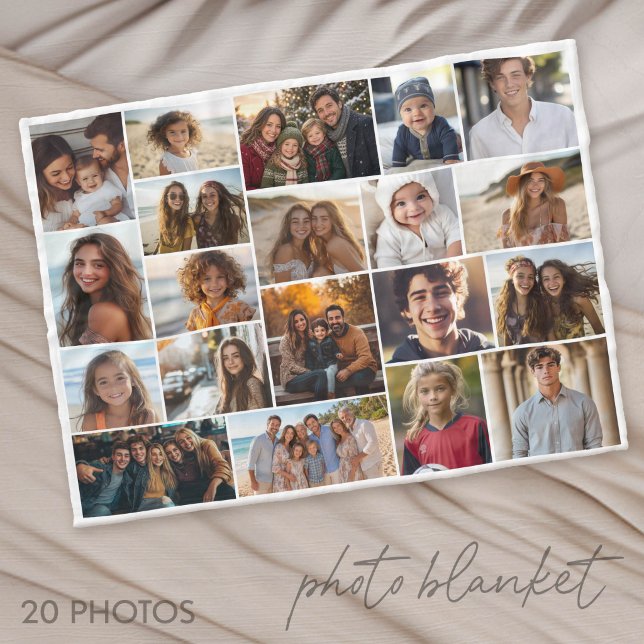 Modern Minimal - 20 bilder endast Fleecefilt (Photo Blanket - Customize with your favorite pictures)