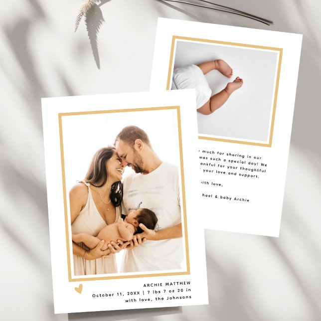 Modern minimal 2-foto babykläder, Tack födelse Meddelande (Skapare uppladdad)