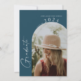 Modern minimal 2-foto, blå Studentfest Inbjudningar