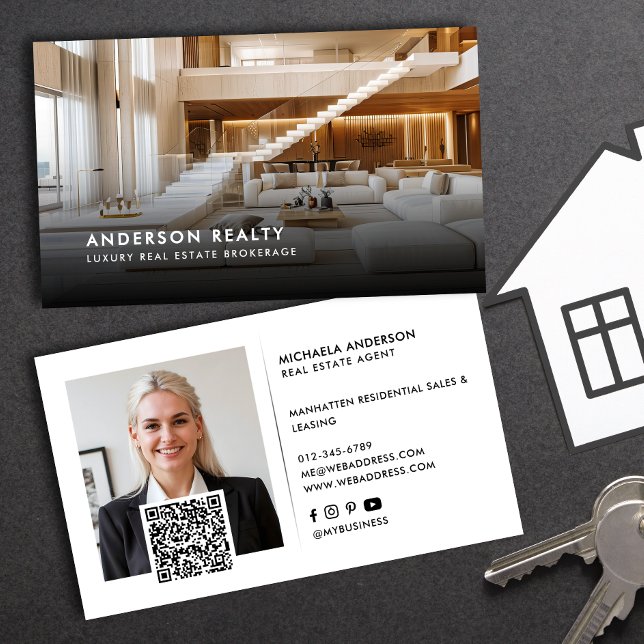 Modern minimal 2 foton QR-kod och Social-media Visitkort (Skapare uppladdad)