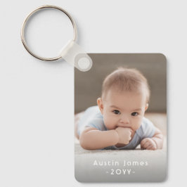 Modern minimal 2-fotovit textövertäckningsnyckel nyckelring