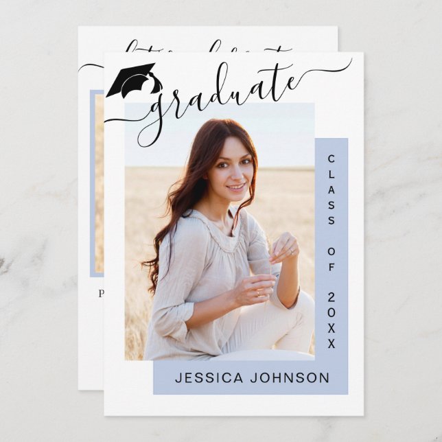 Modern minimal 2-PHOTO-Studentfest Inbjudningar (Fram/baksida)