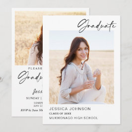 Modern minimal 2-PHOTO-Studentfest Inbjudningar