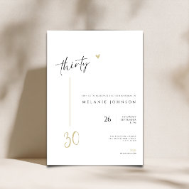 Modern Minimal 30th Birthday Party Invitation Inbjudningar