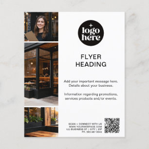 Modern Minimal 3 Foto Logotyp QR-kod Företag Flygblad