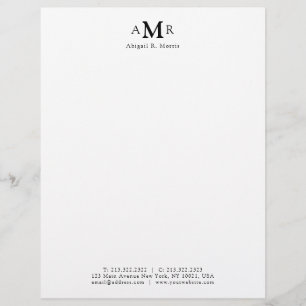 Modern minimal 3 Monogram Basic Office Business Brevhuvud