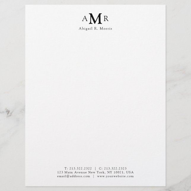 Modern minimal 3 Monogram Basic Office Business Brevhuvud (Framsida)