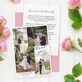 Modern Minimal 4 Foto Kolla Wedding Tacksamhetskor Tack Kort