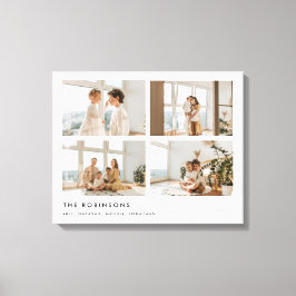 Modern Minimal 4 Photo Custom Family Name Canvastryck