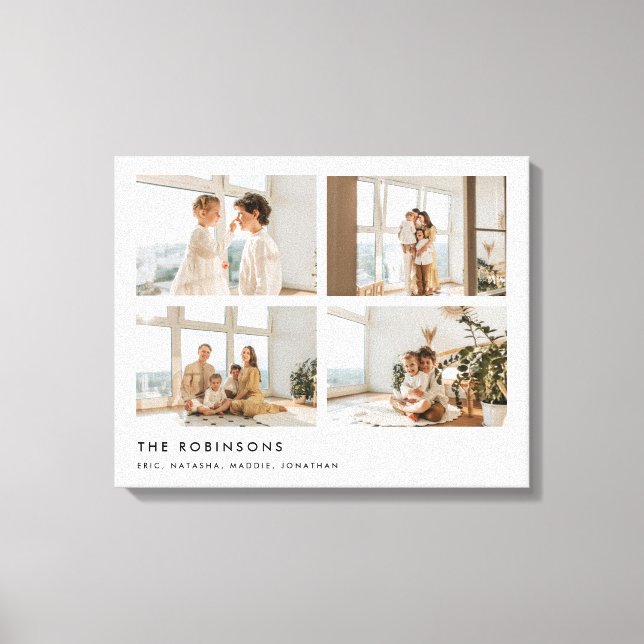 Modern Minimal 4 Photo Custom Family Name Canvastryck (Framsida)