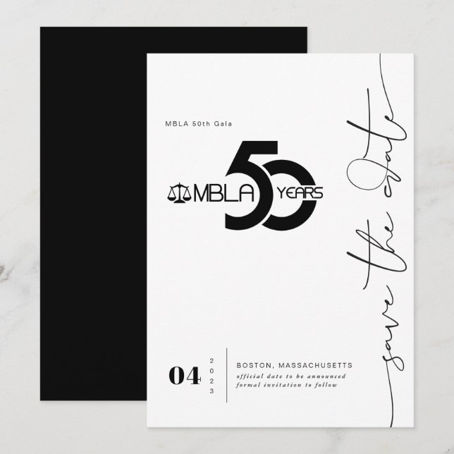 Modern Minimal | 50-årsjubileum Spara datumet (Fram/baksida)