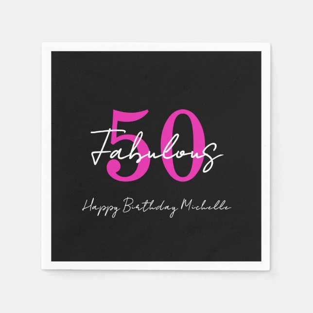 Modern Minimal 50 Fabulous 50th Birthday Party Pappersservett (Framsidan)