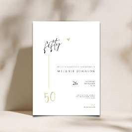 Modern Minimal 50th Birthday Party Invitation Inbjudningar