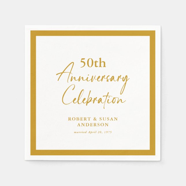 Modern Minimal 50th Wedding Anniversary Pappersservett (Framsidan)