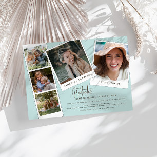 Modern Minimal 5 Foto Gemensam Studentfest Inbjudningar