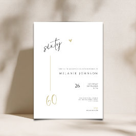 Modern Minimal 60th Birthday Party Invitation Inbjudningar