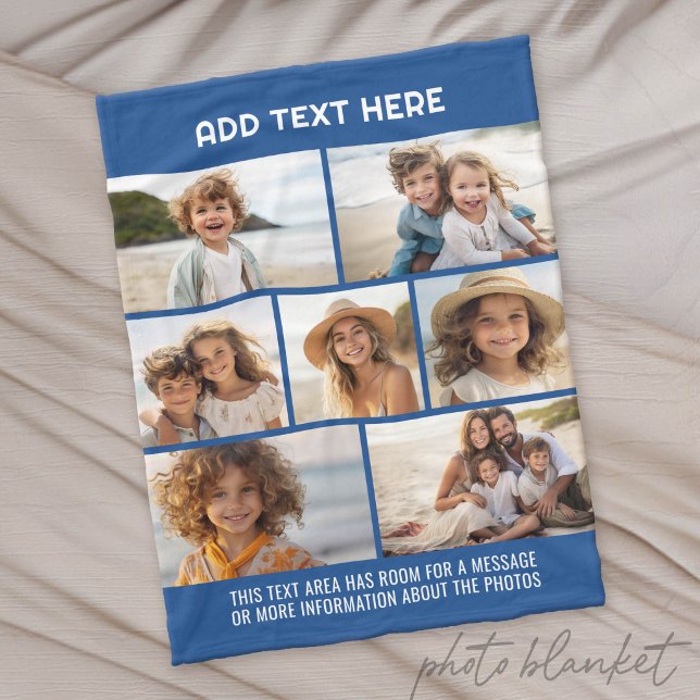 Modern Minimal - 7 Fotokollage Fleecefilt (Custom Photo Blanket - Makes a Great Gift)