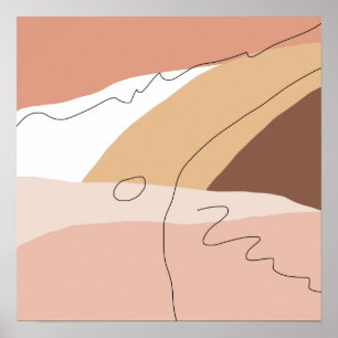 Modern minimal abstract geometric warm colors poster