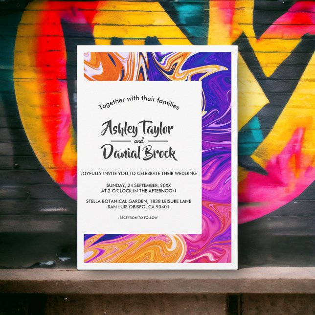 Modern minimal Abstrakt Art Boho Elegant bröllop Inbjudningar (Skapare uppladdad)