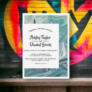 Modern Minimal Abstrakt Fine Art Painting Bröllop Inbjudningar