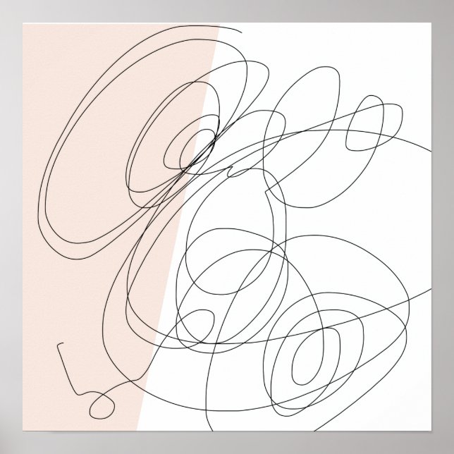 Modern, minimal abstrakt, klotteckning poster (Framsidan)