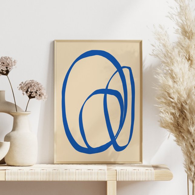 Modern minimal Abstrakt konst i blått Poster (Skapare uppladdad)