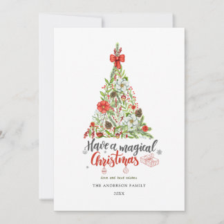 Modern minimal akvarell glad jul gran Hol Julkort