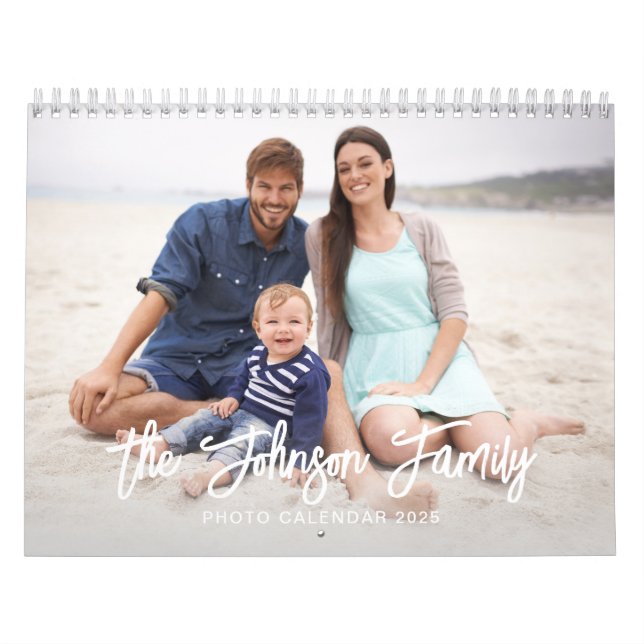 Modern Minimal Anpassad Familjefoto Kalender (Omslag)