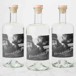 Modern minimal Anpassningsbar av skript, foto Bröl Spritflaskor Etikett