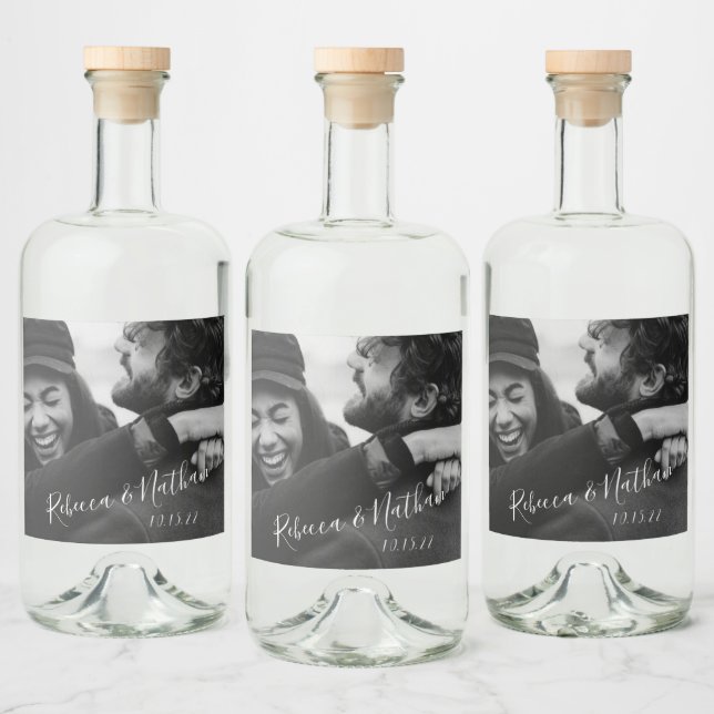 Modern minimal Anpassningsbar av skript, foto Bröl Spritflaskor Etikett (Flaskor)