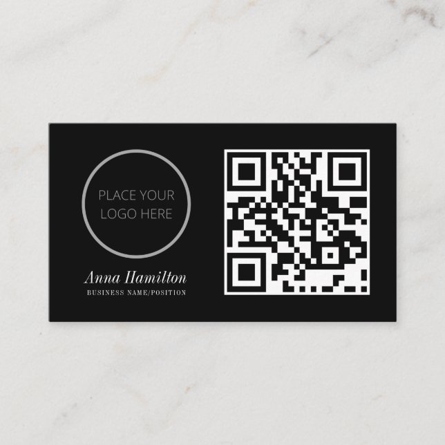 Modern Minimal Anpassningsbar Company Logotyp QR C Visitkort (Framsida)