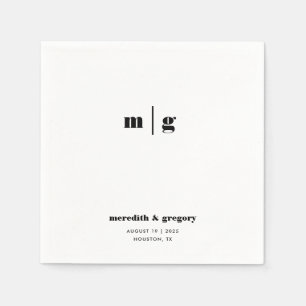 Modern Minimal Anpassningsbar Monogram Bröllop Pappersservett