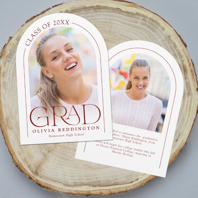 Modern Minimal Arch 2 Photo Red Grad-meddelande Inbjudningar (Skapare uppladdad)