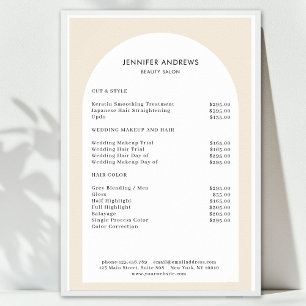Modern Minimal Ark Salong Prislista Poster