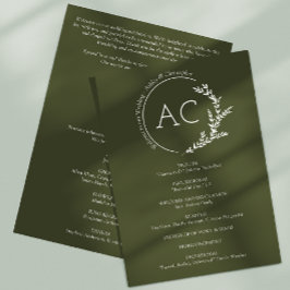 Modern minimal avverkning Ram Oliv grönt Bröllop Program