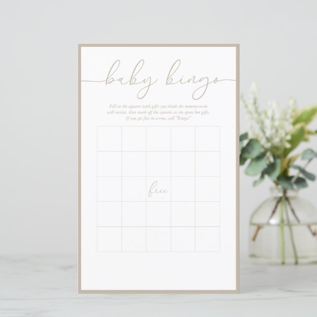 Modern minimal | Baby Bingo-spelkort (Stående Fram)