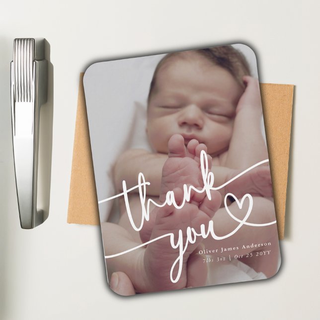 Modern Minimal Baby Photo Tack Heart Magnet (Skapare uppladdad)