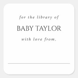 Modern Minimal Baby Shower Bokmärke Fyrkantigt Klistermärke