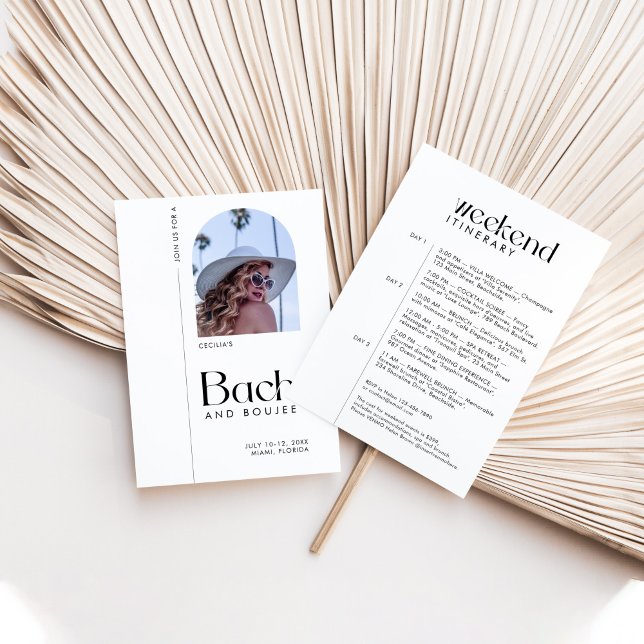 Modern minimal "Bach & Boujee" Bachelorette Photo Inbjudningar (Skapare uppladdad)
